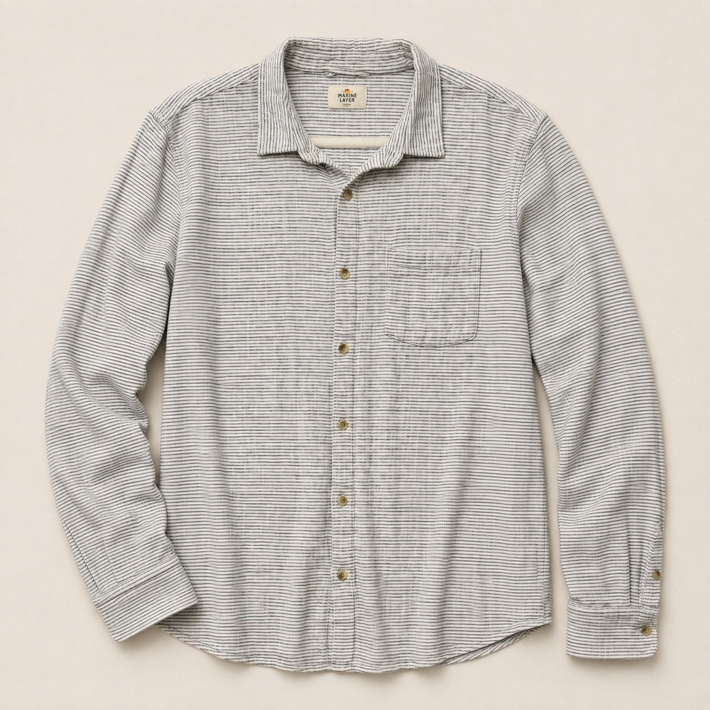 Marine Layer Men's Larger Striped Flannel Button-up Long Sleeve